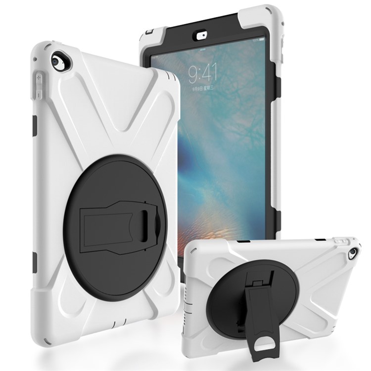 

360° Swivel PC + Silicone Combo Kickstand Tablet Shell for Apple iPad Air 2 - White, iPad Air 2