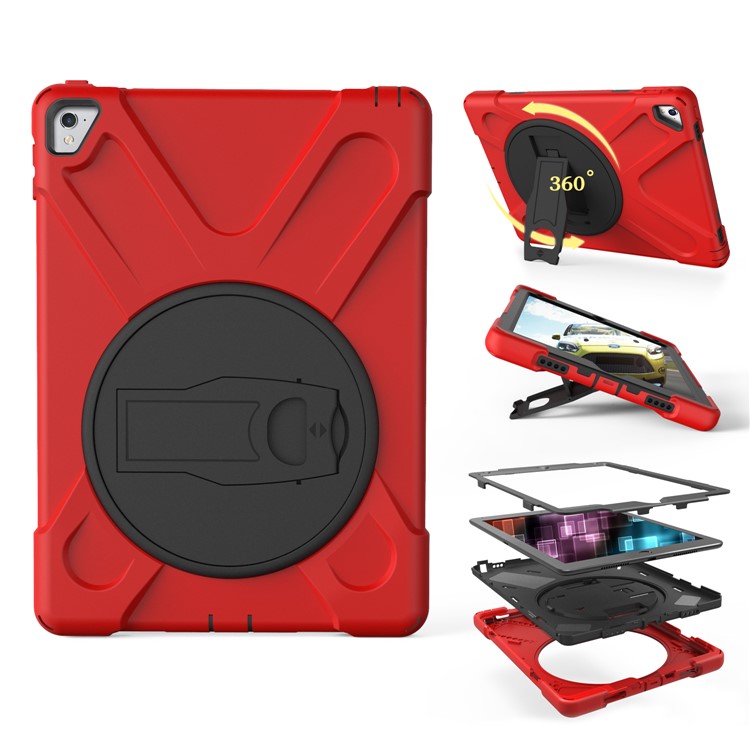 

360° Swivel PC + Silicone Combo Kickstand Shell for iPad Pro 9.7 inch (2016) - Red, iPad Pro 9.7 inch (2016)