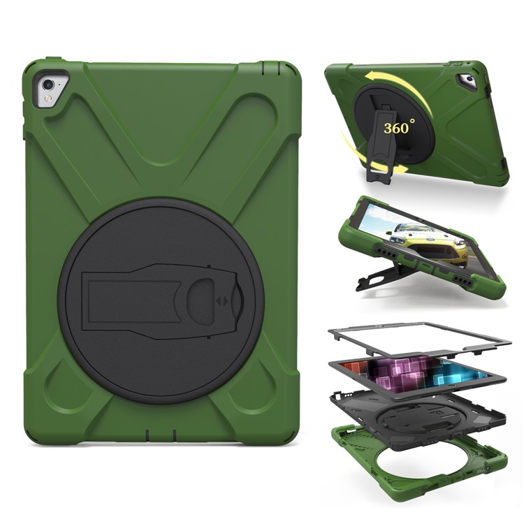 

360° Swivel PC + Silicone Combo Kickstand Shell for iPad Pro 9.7 inch (2016) - Army Green, iPad Pro 9.7 inch (2016)
