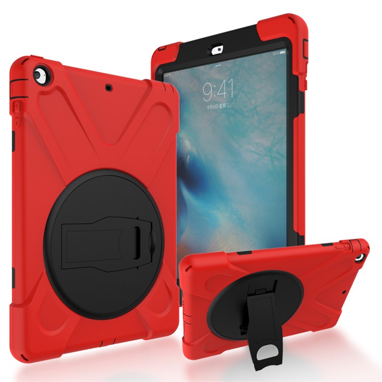 

Поворотный На 360 ° ПК + Силиконовый Комбинированный Чехол-подставка Для Apple Ipad Air (2013) - Красный, iPad Air (2013)