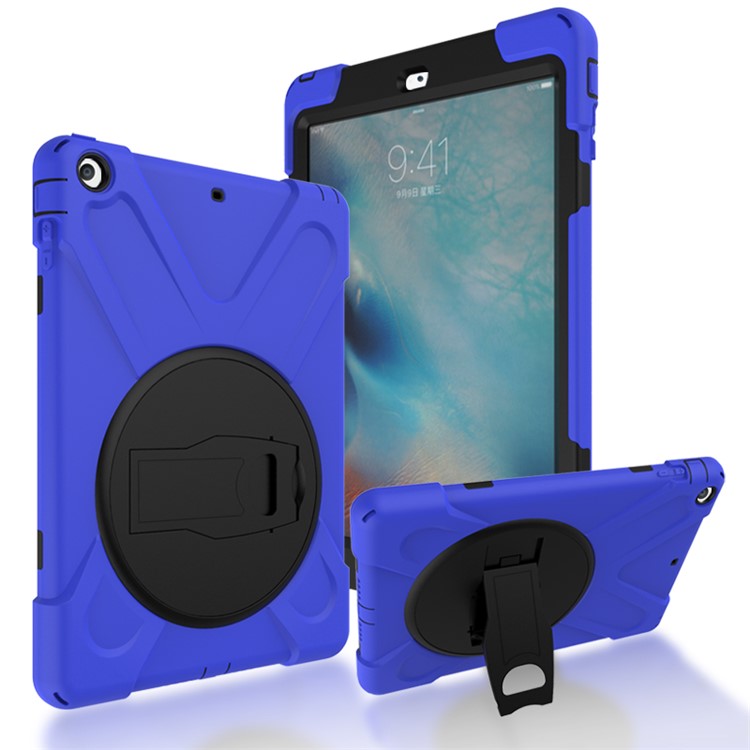 

Поворотный На 360 ° ПК + Силиконовый Комбинированный Чехол-подставка Для Apple Ipad Air (2013) - Темно-синий, iPad Air (2013)