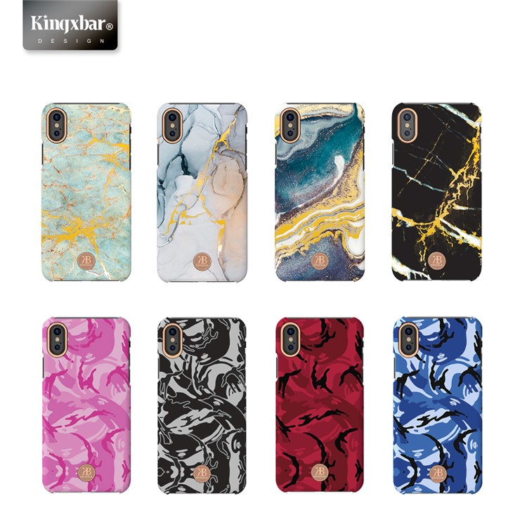 KINGXBAR Camouflage Pattern PC Cell Phone Case for iPhone XS/X - Black-2