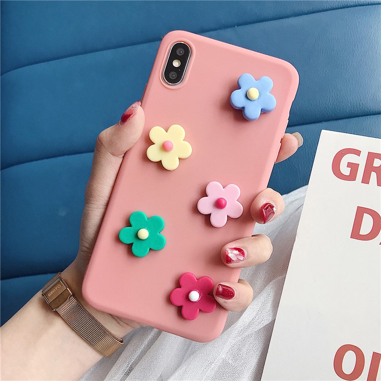 

3D Flower Pattern Candy Color Soft TPU Phone Case for iPhone XS Max 6.5 inch - Orange, iPhone XS Max 6.5 inch
