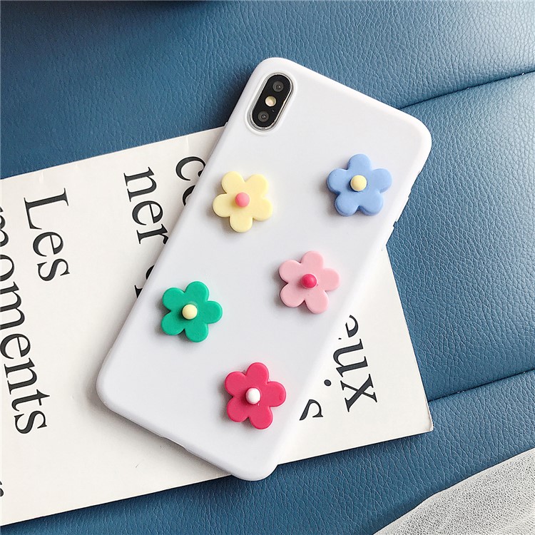 

3D Цветочный Узор Конфеты Цвет Мягкий Чехол ТПУ Телефон Для Iphone XS Макс 6,5 Дюйма - Белый, iPhone XS Max 6.5 inch