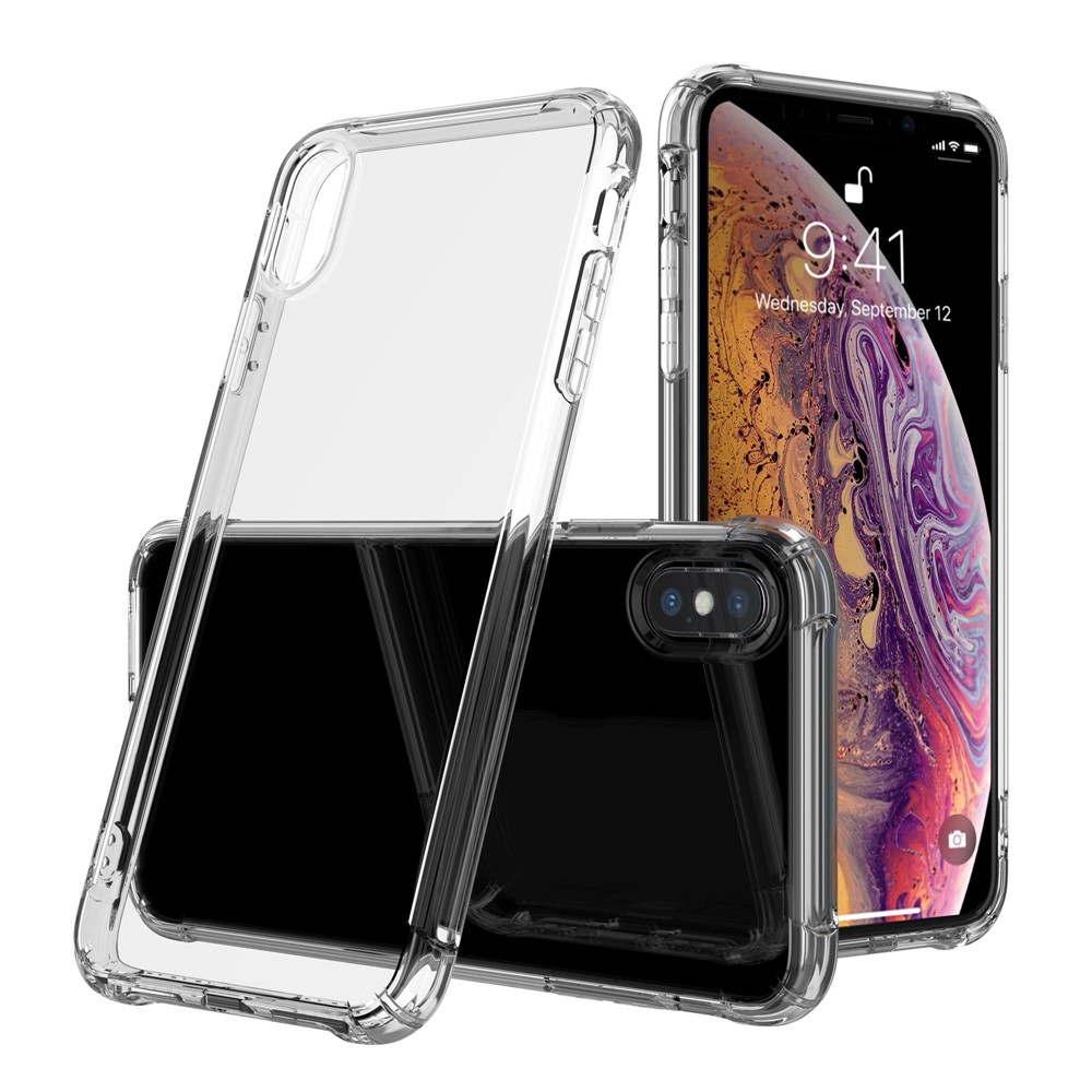 LEEU DESIGN Air Cushion Shockproof TPU Shell with Voice Conversion Jack for iPhone XS Max 6.5 inch - Transparent