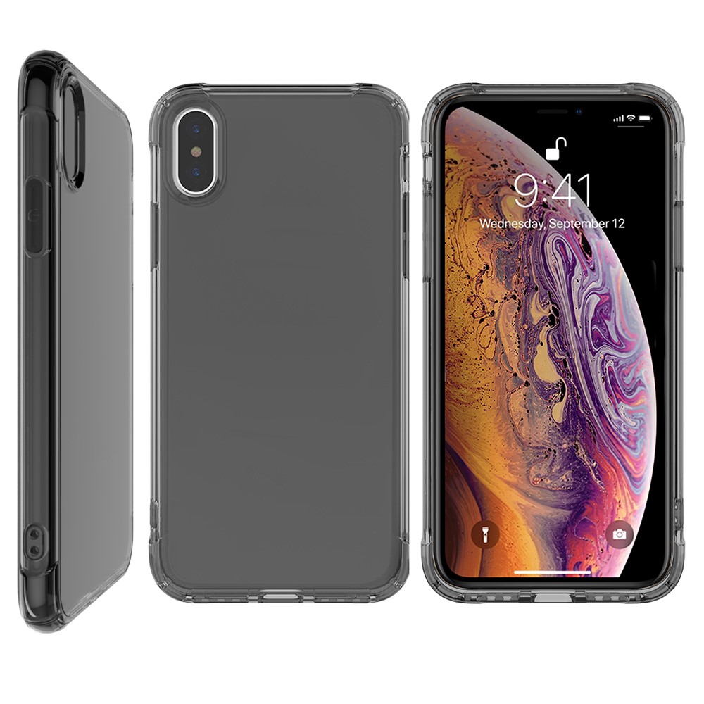 LEEU DESIGN Air Cushion Shockproof TPU Casing with Voice Conversion Jack for iPhone X/XS 5.8 inch - Black-1