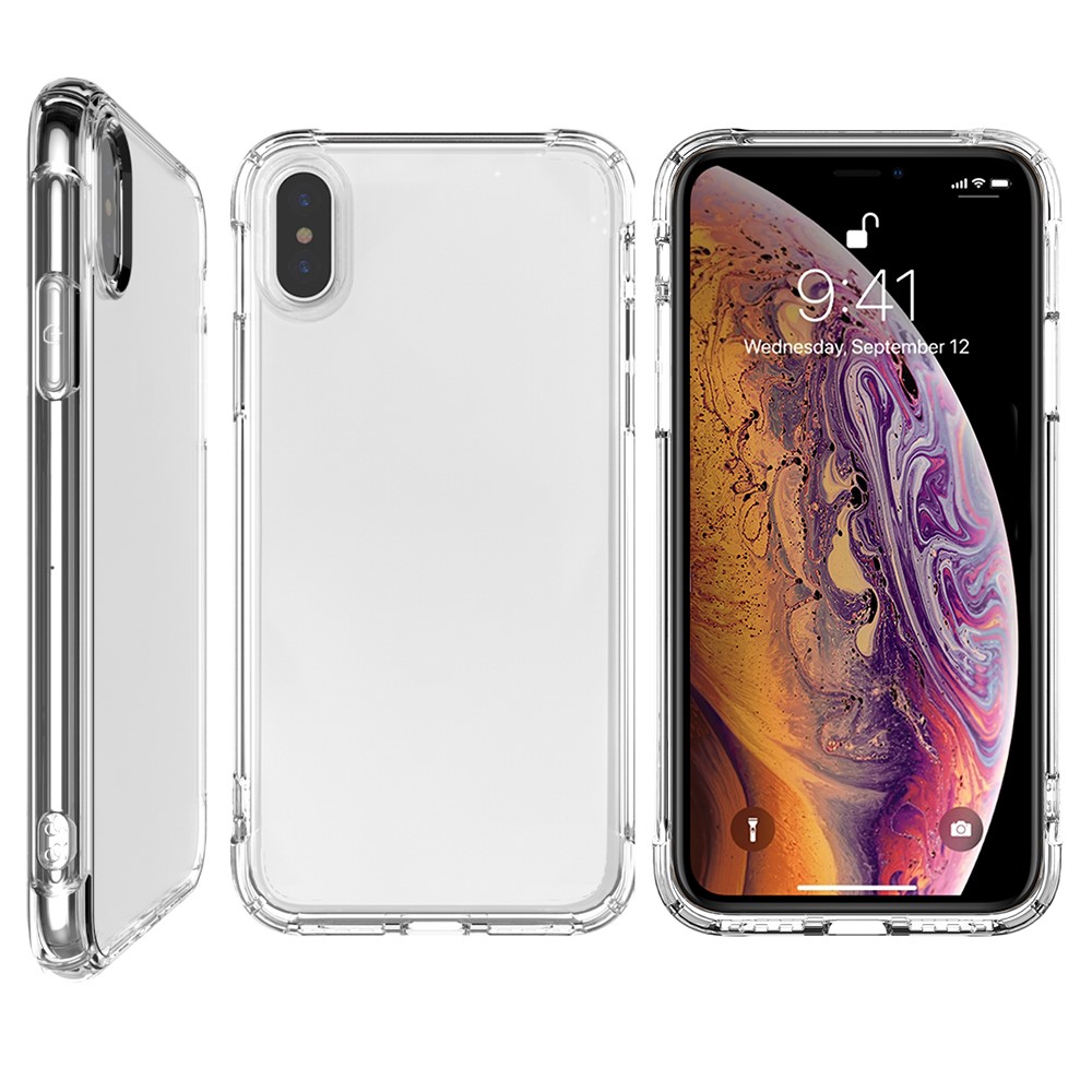 LEEU DESIGN Air Cushion Shockproof TPU Casing with Voice Conversion Jack for iPhone X/XS 5.8 inch - Transparent