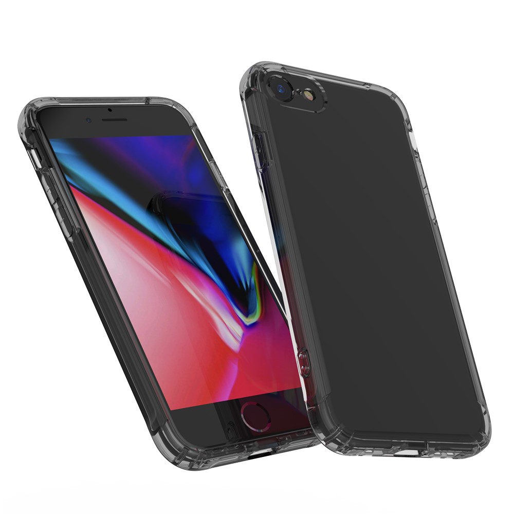 LEEU Design Air Cushion TPU Casting Cashing à Prova de Choque Com Conector de Conversão de Voz Para Iphone 8/7/SE (2020)/SE (2022) 4,7 Polegadas - Preto