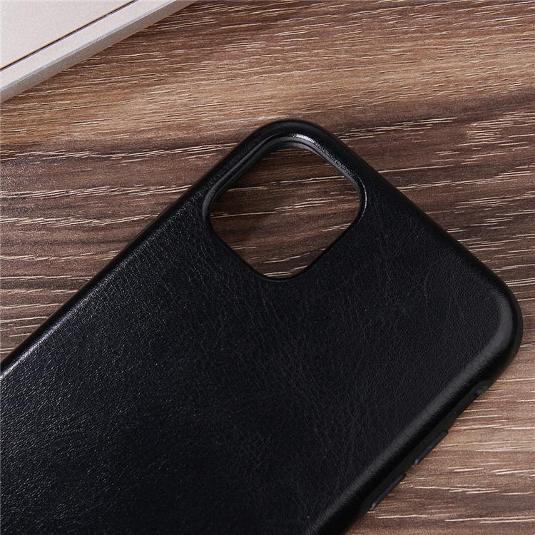 PU Leather Coated Flexible TPU Phone Case Cover for iPhone (2019) 6.1-inch - Black Crazy Horse Texture-5