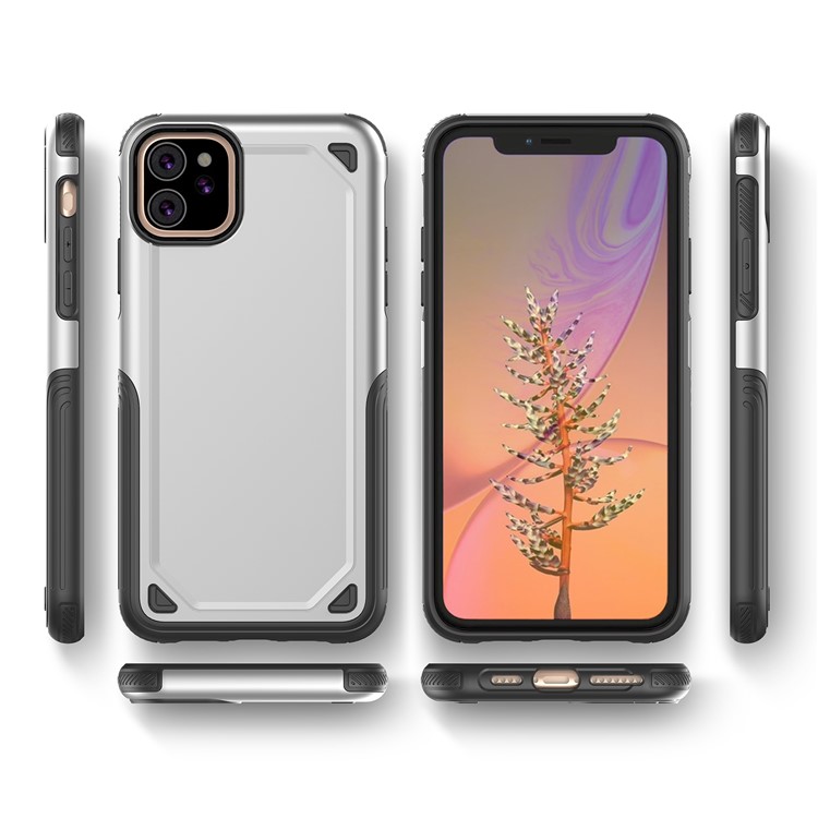 Plastic + TPU Hybrid Rugged Armor Case for iPhone (2019) 6.1-inch - Silver-5