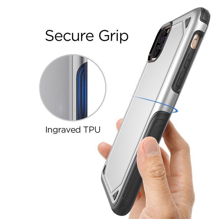 Plastic + TPU Hybrid Rugged Armor Case for iPhone (2019) 6.5-inch - Silver-6