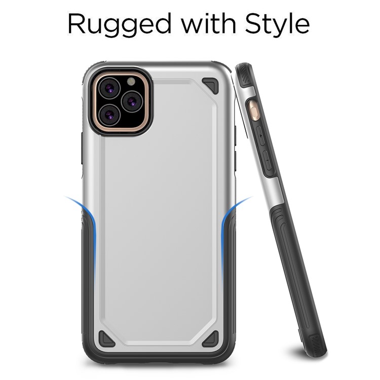 Plastic + TPU Combo Rugged Armor Case for iPhone (2019) 5.8-inch - Silver-2