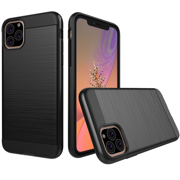 Brushed TPU + PC Hybrid Phone Case for iPhone (2019) 5.8-inch - Black-1