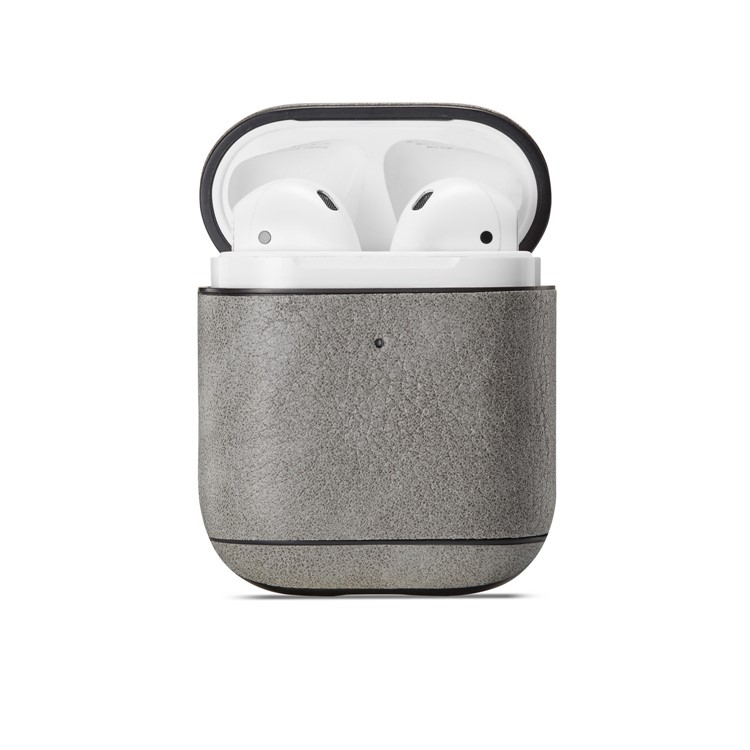Retro Style Litch Texture Leather Protective Case for Apple AirPods with Charging Case (2019) /AirPods with Wireless Charging Case (2019) / AirPods with Charging Case (2016) - Grey-1
