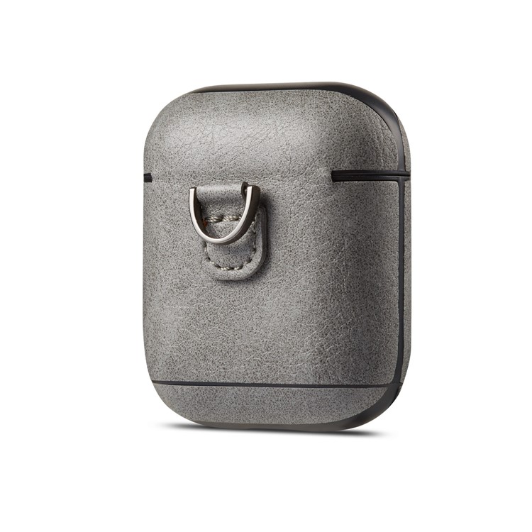 Retro Style Litch Texture Leather Protective Case for Apple AirPods with Charging Case (2019) /AirPods with Wireless Charging Case (2019) / AirPods with Charging Case (2016) - Grey-3
