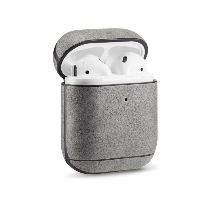Retro Style Litch Texture Leather Protective Case for Apple AirPods with Charging Case (2019) /AirPods with Wireless Charging Case (2019) / AirPods with Charging Case (2016) - Grey-5
