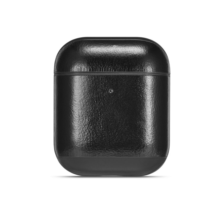 Crazy Horse Genuine Leather Wireless Earphones Case with Carabiner for Apple AirPods with Charging Case (2016) / Charging Case (2019) - Black-3