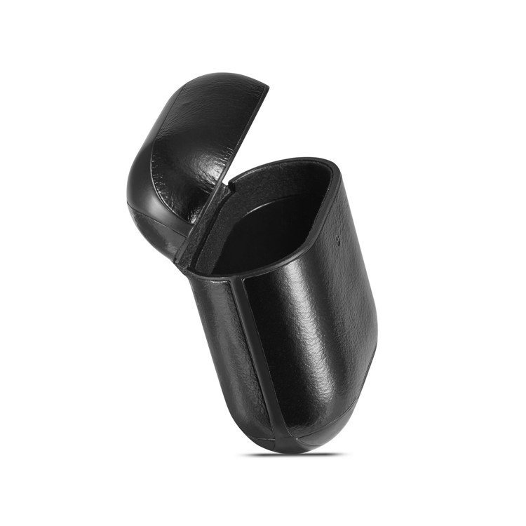 Crazy Horse Genuine Leather Wireless Earphones Case with Carabiner for Apple AirPods with Charging Case (2016) / Charging Case (2019) - Black-9