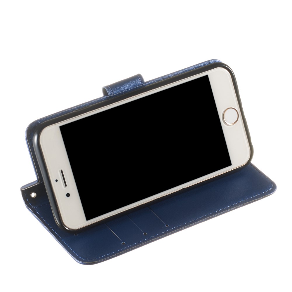 Pure Farb Leder Brieftasche Ständer Handy Hülle Cover Für Iphone 6 / 6s 4,7 Zoll - Blau-6