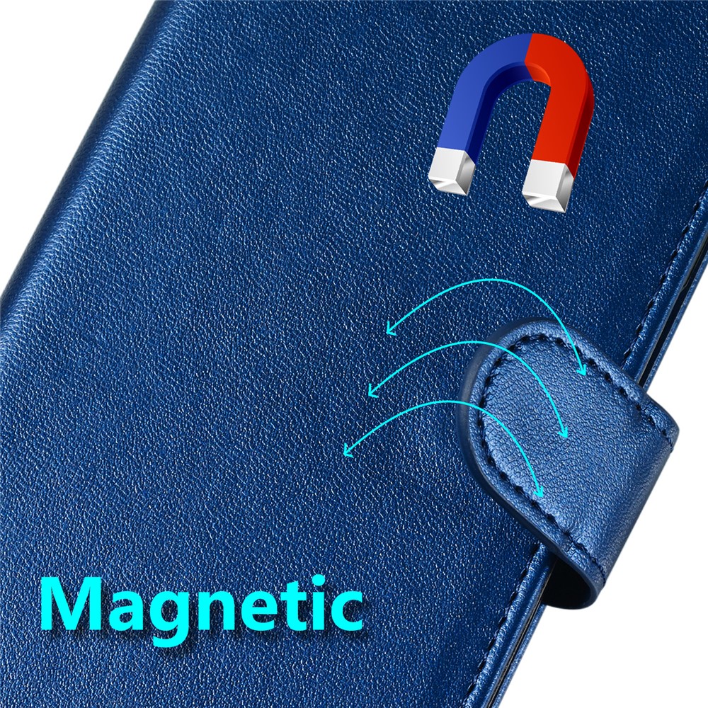 Tampa Do Caso Do Telemóvel Da Tampa Da Carteira Do Couro Da Cor Pura Para O Iphone 6 / 6 S De 4,7 Polegadas - Azul-8