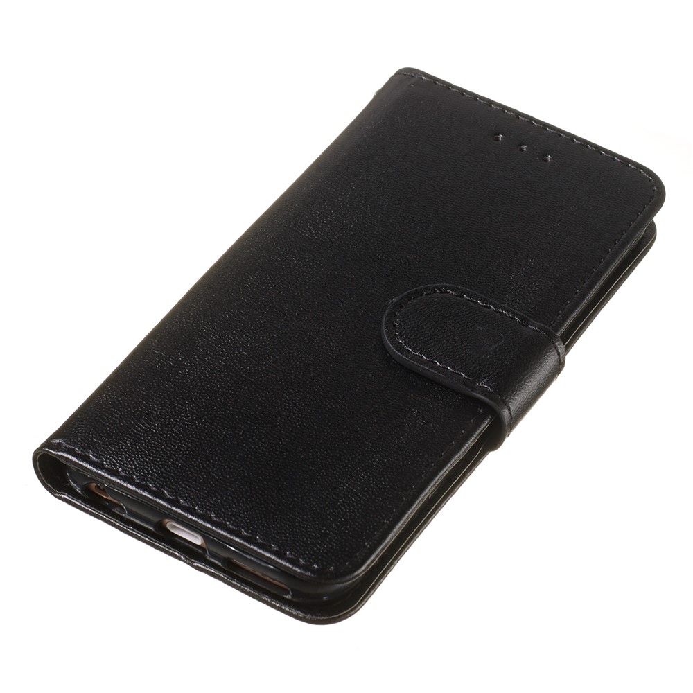 Pure Color Leather Wallet Stand Cell Phone Case Cover for iPhone 6 / 6s 4.7-inch - Black-5