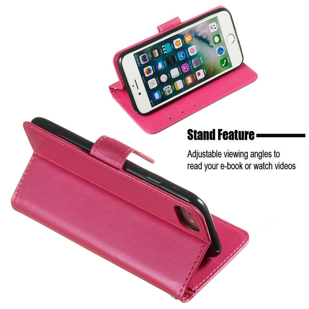 Wallet Leather Stand Mobile Phone Case for iPhone 7 4.7 inch - Rose-5