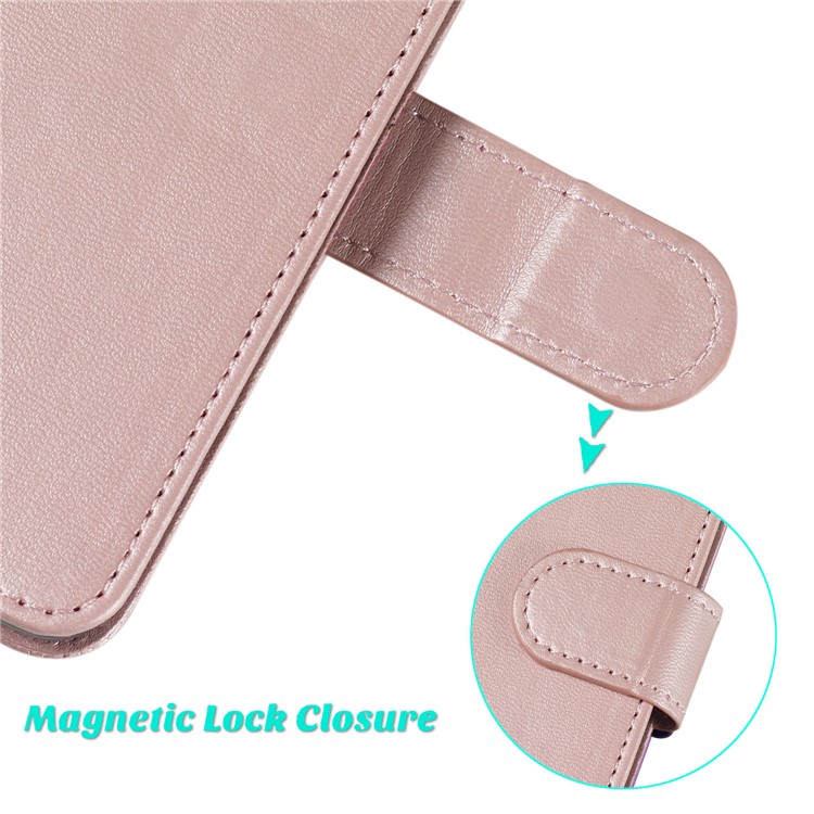 Solid Color Leather Wallet Stand Phone Shell Cover for iPhone 6 Plus/6s Plus 5.5-inch - Rose Gold-10