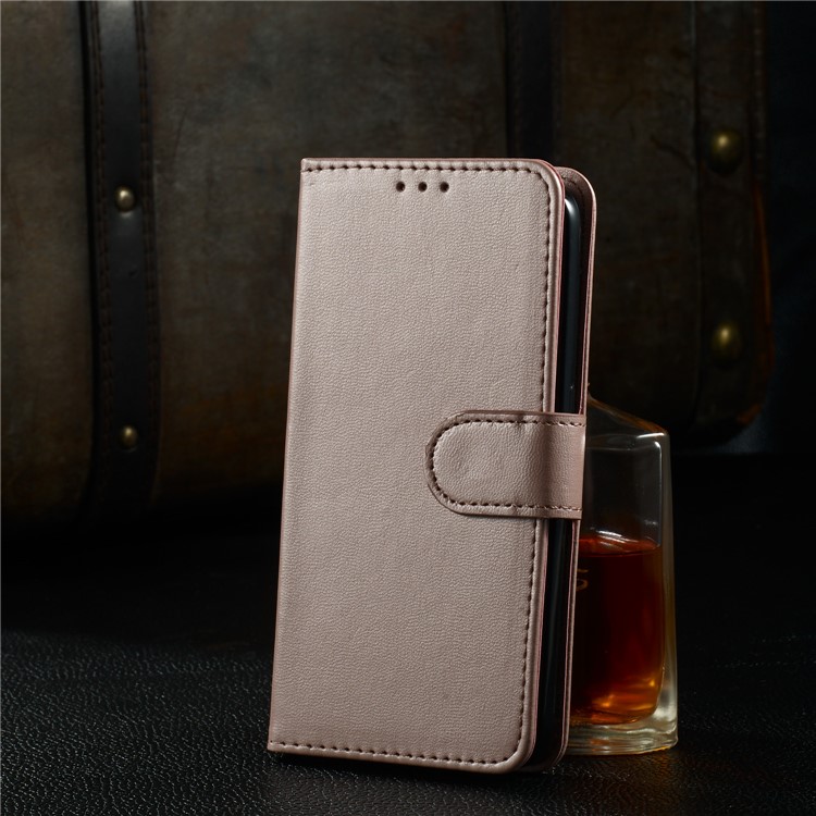 Solid Color Leather Wallet Stand Phone Shell Cover for iPhone 6 Plus/6s Plus 5.5-inch - Rose Gold-11