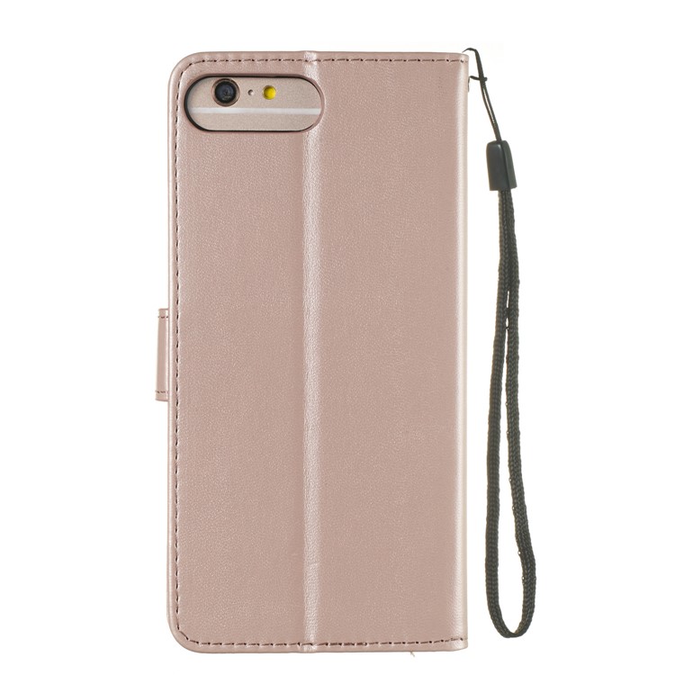 Solid Color Leather Wallet Stand Phone Shell Cover for iPhone 6 Plus/6s Plus 5.5-inch - Rose Gold-3