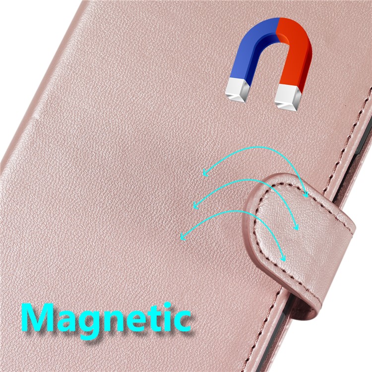 Solid Color Leather Wallet Stand Phone Shell Cover for iPhone 6 Plus/6s Plus 5.5-inch - Rose Gold-8