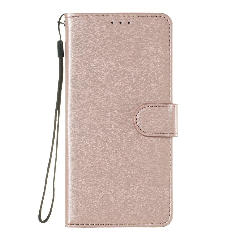 Carteira De Cor Sólida Suporte Flip Couro Estojo Protetor Com Alça Para Apple Iphone 8/7 Plus 5.5 Inch - Rosa-2