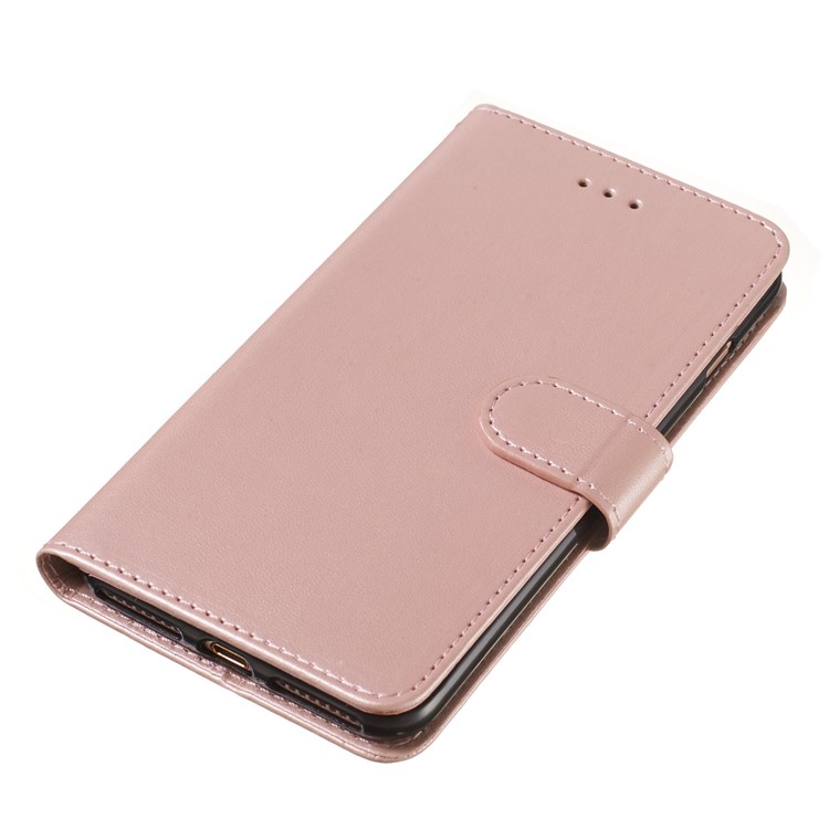 Carteira De Cor Sólida Suporte Flip Couro Estojo Protetor Com Alça Para Apple Iphone 8/7 Plus 5.5 Inch - Rosa-5