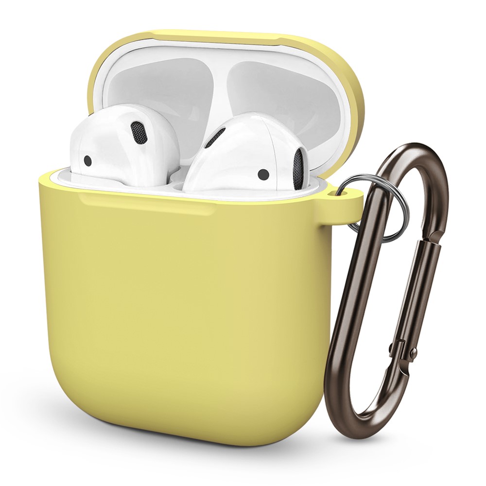 Thickened Silicone Case for Apple AirPods with Wireless Charging Case (2019) / AirPods with Charging Case (2019) (2016) - Yellow-1