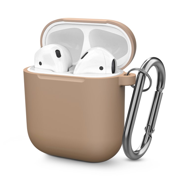 Thickened Silicone Case for Apple AirPods with Wireless Charging Case (2019) / AirPods with Charging Case (2019) (2016) - Khaki-1