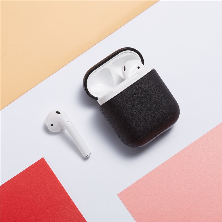 Colorful Genuine Leather Case for Apple AirPods with Charging Case (2019) / AirPods with Charging Case (2016) - Black-12