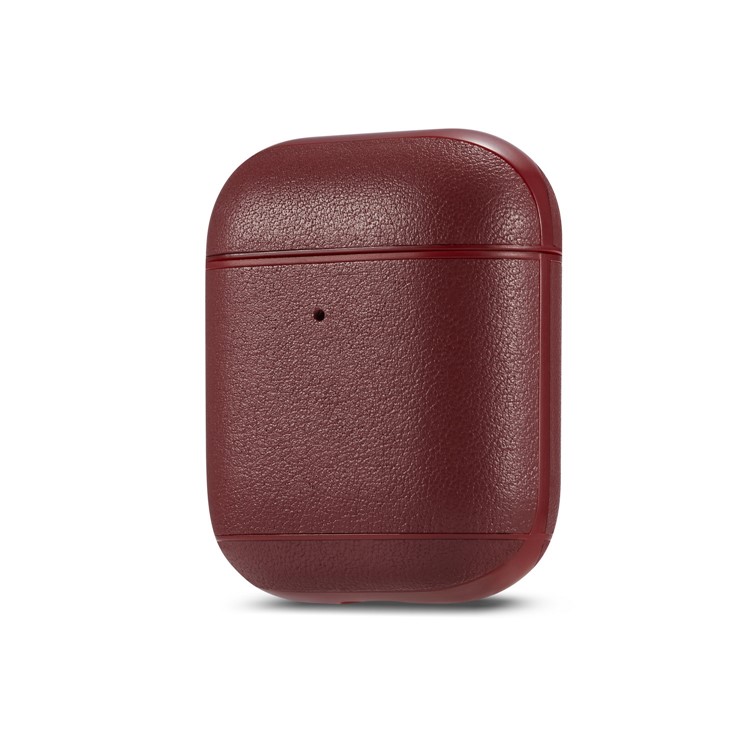 Colorful Genuine Leather Case for Apple AirPods with Charging Case (2019) / AirPods with Charging Case (2016) - Wine Red-2