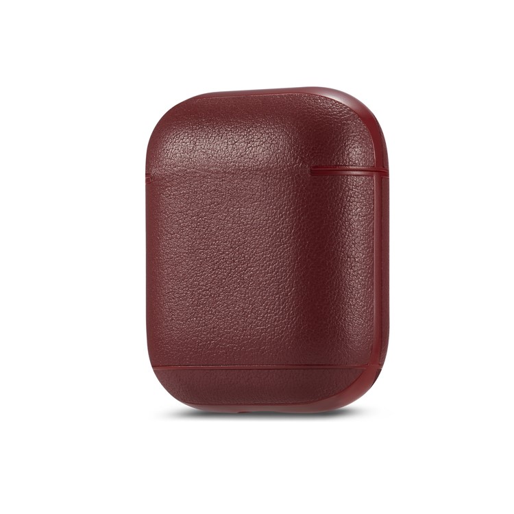 Colorful Genuine Leather Case for Apple AirPods with Charging Case (2019) / AirPods with Charging Case (2016) - Wine Red-3