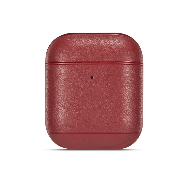 Colorful Genuine Leather Case for Apple AirPods with Charging Case (2019) / AirPods with Charging Case (2016) - Wine Red-4