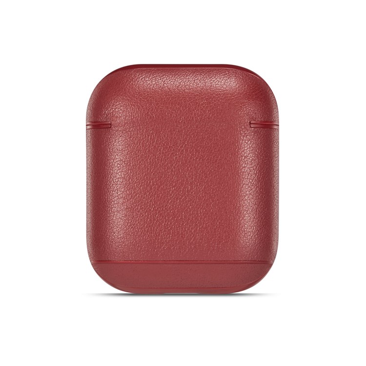 Colorful Genuine Leather Case for Apple AirPods with Charging Case (2019) / AirPods with Charging Case (2016) - Wine Red-5
