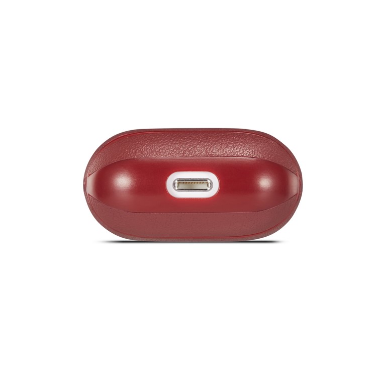 Colorful Genuine Leather Case for Apple AirPods with Charging Case (2019) / AirPods with Charging Case (2016) - Wine Red-7