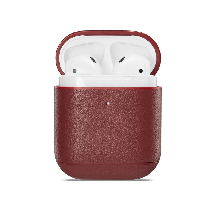 Colorful Genuine Leather Case for Apple AirPods with Charging Case (2019) / AirPods with Charging Case (2016) - Wine Red-8