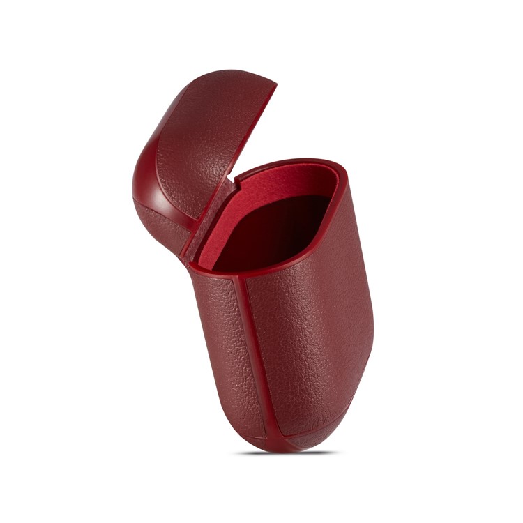 Colorful Genuine Leather Case for Apple AirPods with Charging Case (2019) / AirPods with Charging Case (2016) - Wine Red-9