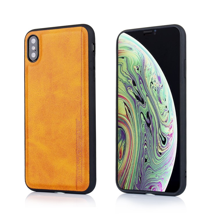 

DIAOBAOLEE PU Leather Coated TPU Phone Back Case for iPhone XS Max - Yellow, iPhone XS Max 6.5 inch