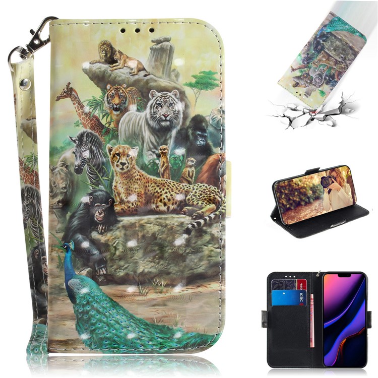 

Pattern Printing Light Spot Decor Wallet Leather Stand Phone Cover for iPhone 11 Pro Max 6.5 inch (2019) - Animal World, iPhone 11 Pro Max 6.5 inch