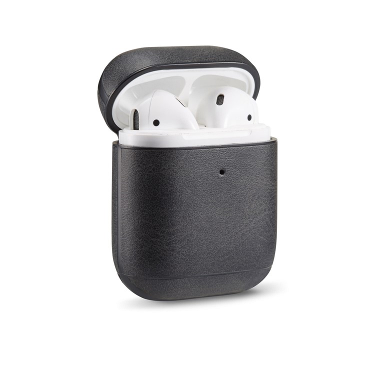 PU Leather AirPods Box for Apple AirPods with Wireless Charging Case (2019) / AirPods with Charging Case (2019) (2016) - Black-1