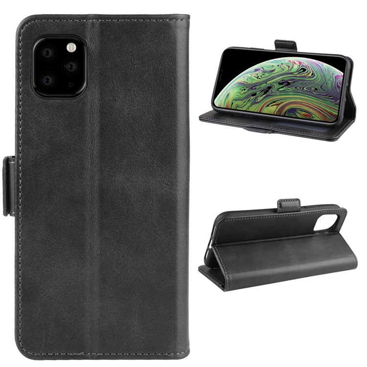 Leather Wallet Cell Phone Case Shell for iPhone (2019) 5.8-inch - Black-1