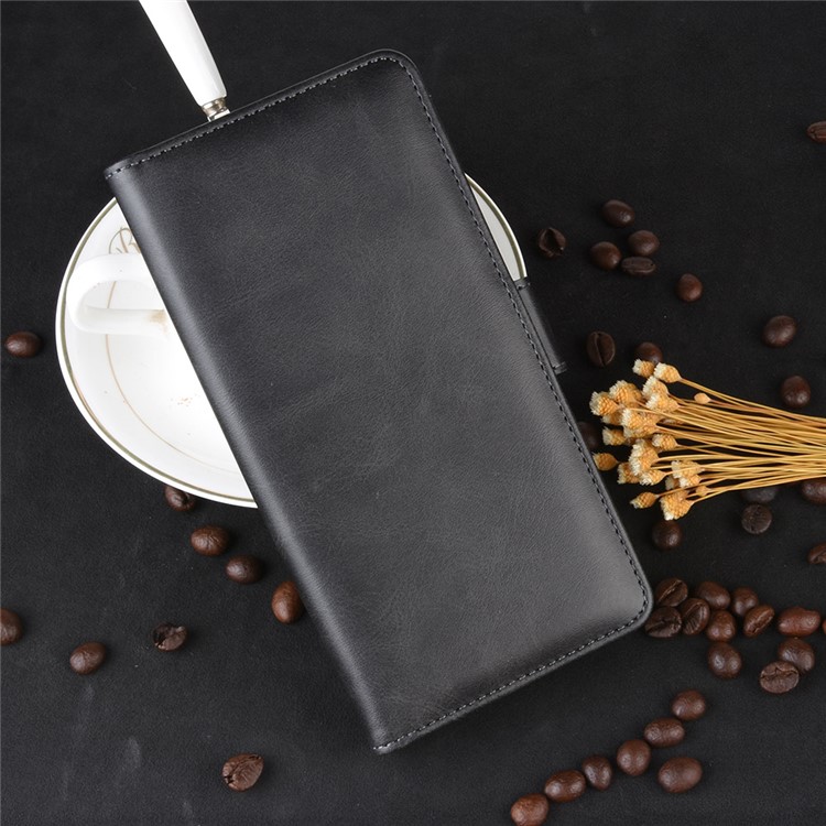 Leather Wallet Cell Phone Case Shell for iPhone (2019) 5.8-inch - Black-7