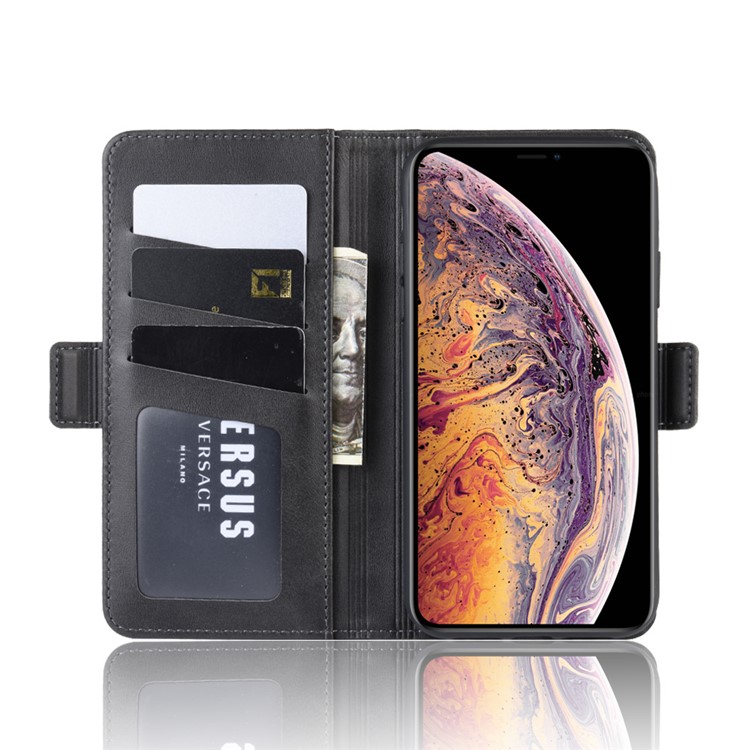 Leather Wallet Stand Phone Case Shell for iPhone (2019) 6.5-inch - Black-4