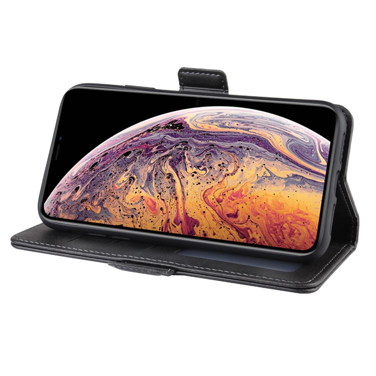 Leather Wallet Stand Phone Case Shell for iPhone (2019) 6.5-inch - Black-5