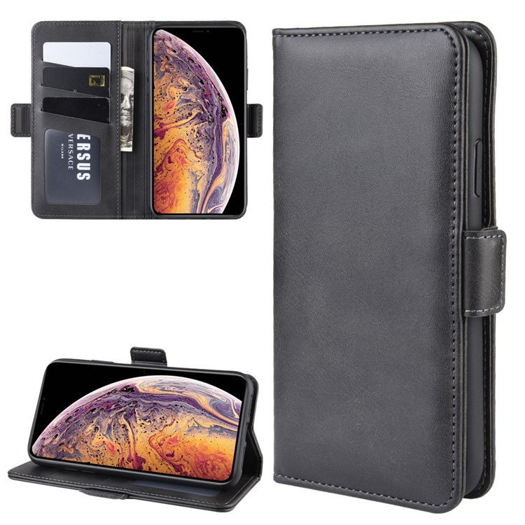 Leather Wallet Stand Phone Case Shell for iPhone (2019) 6.5-inch - Black-6